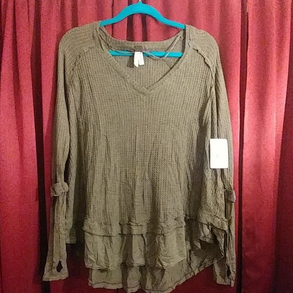 NWT Free People Army Green Thermal - Picture 2 of 3